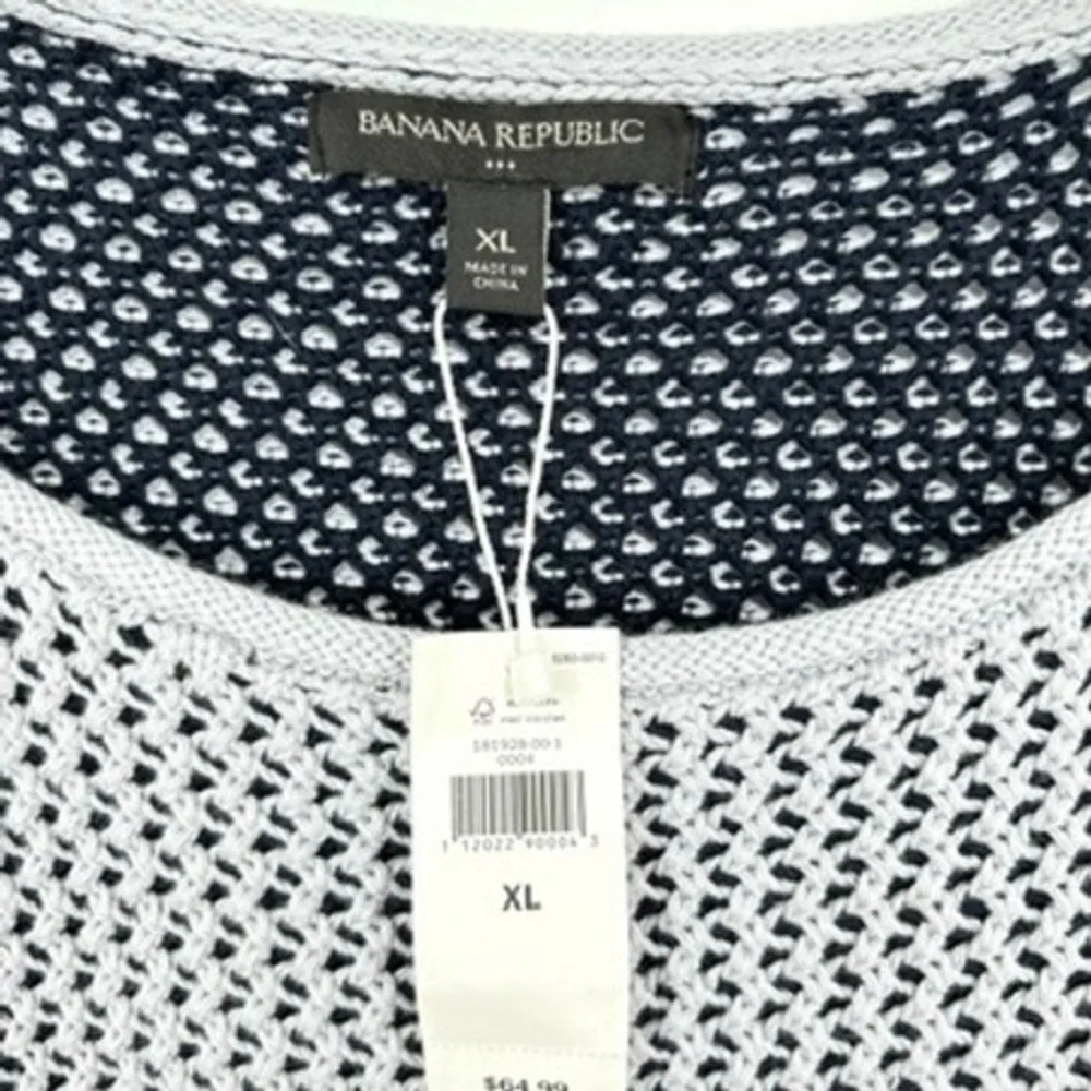 NWT Banana Republic Open Knit Ombre Cotton Pullover Sweater Blue Gray‎ Size XL